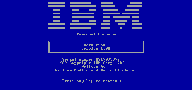IBM Word Proof 1.00 - Splash